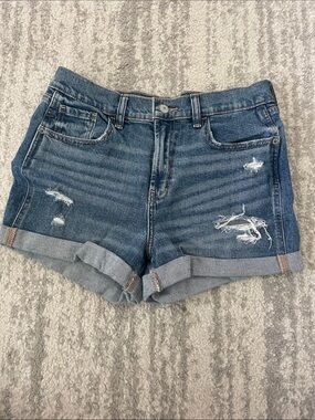 Old Navy Blue Distressed Roll-Cuff Denim Shorts